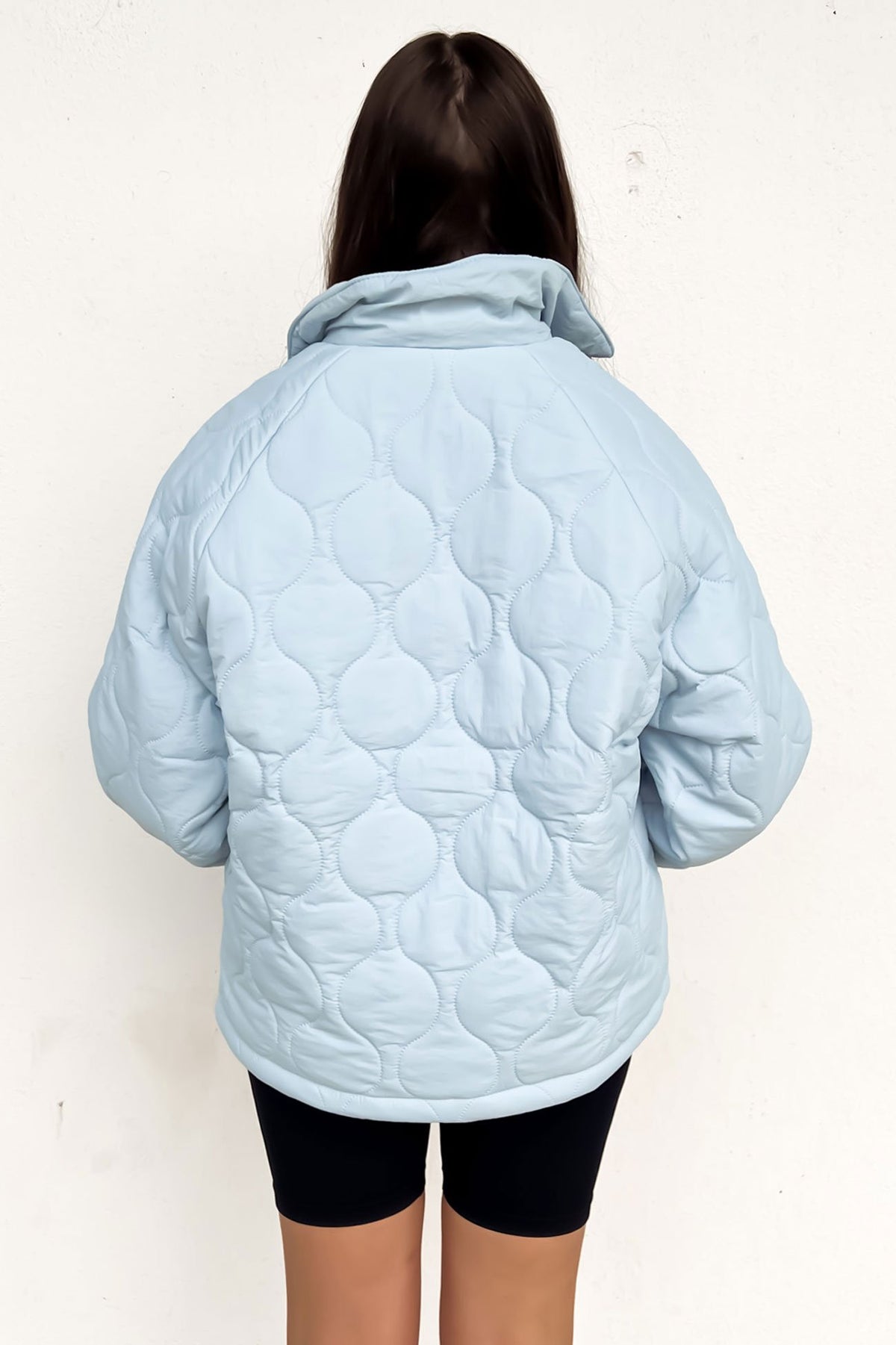 Aimee Quilted Jacket Baby Blue White Jean Jail