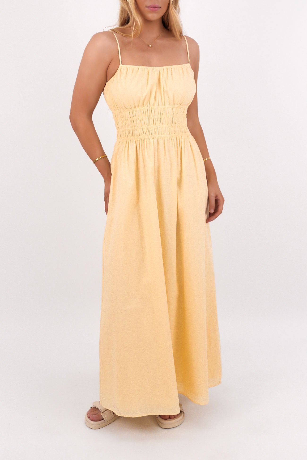 Alessa Linen Maxi Dress Yellow