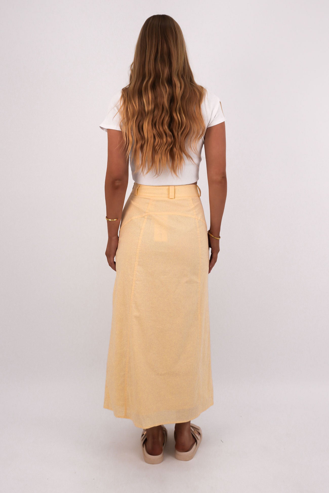 Alessa Linen Maxi Skirt Yellow
