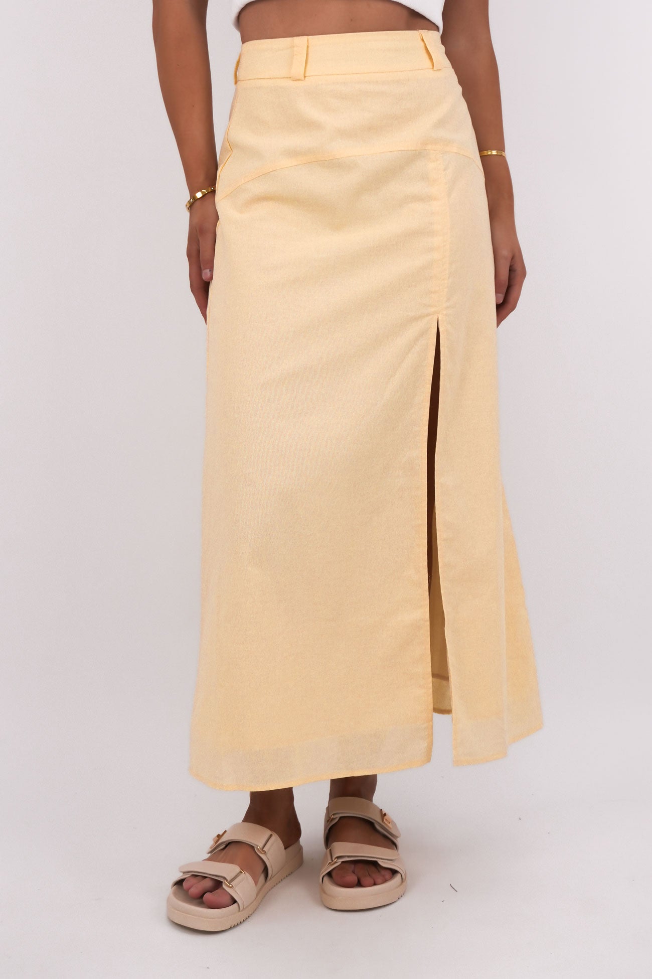 Alessa Linen Maxi Skirt Yellow
