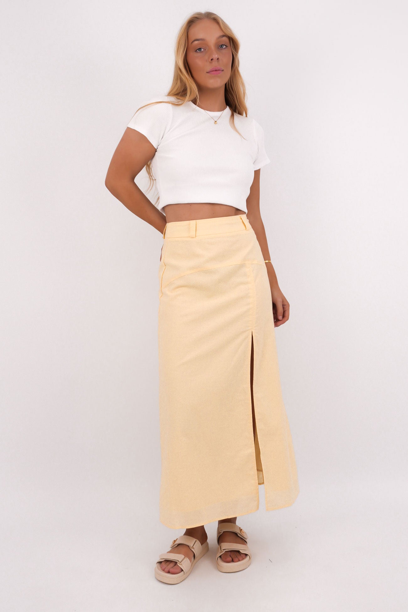 Alessa Linen Maxi Skirt Yellow