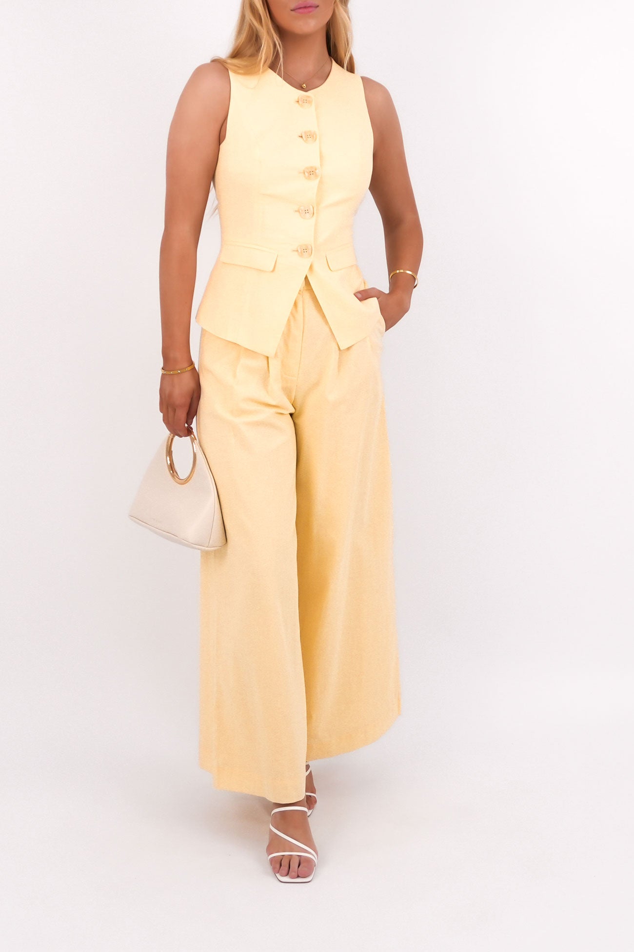 Alessa Linen Vest Yellow