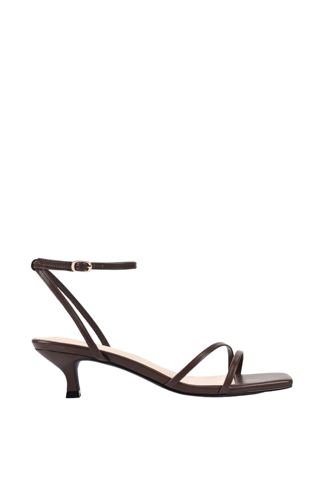 Alex Kitten Heel Sandals Chocolate Brown