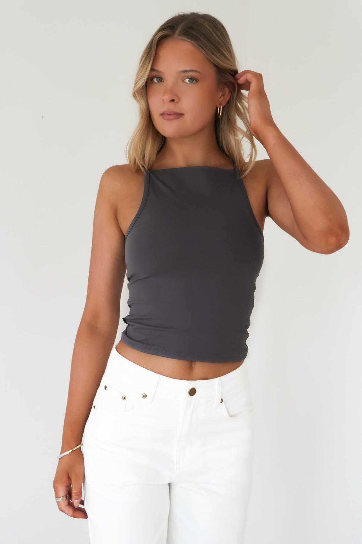 Alex Smooth Tank Charcoal