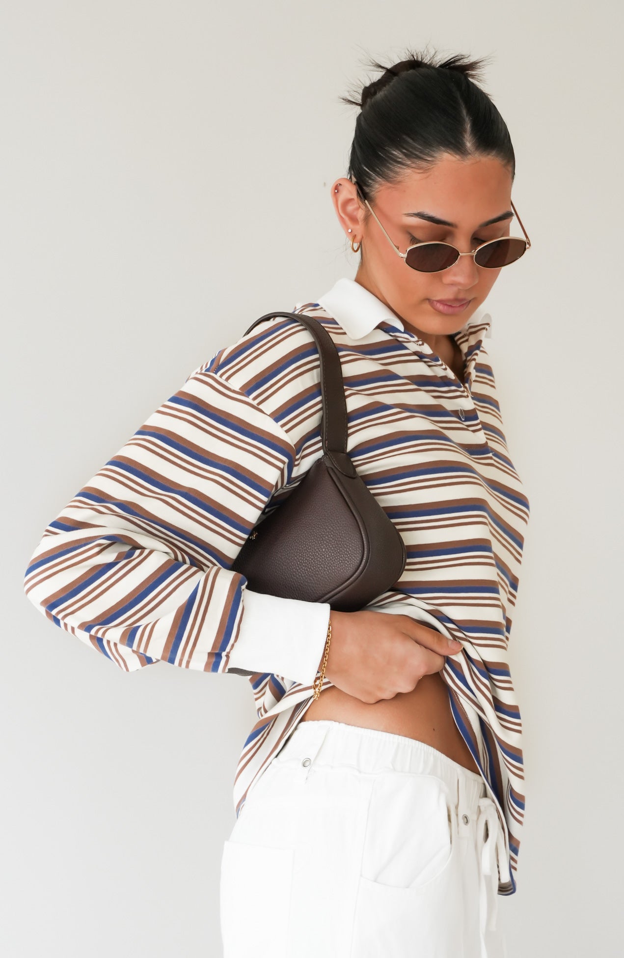 Alice Rugby Top Mocha Blue Stripe