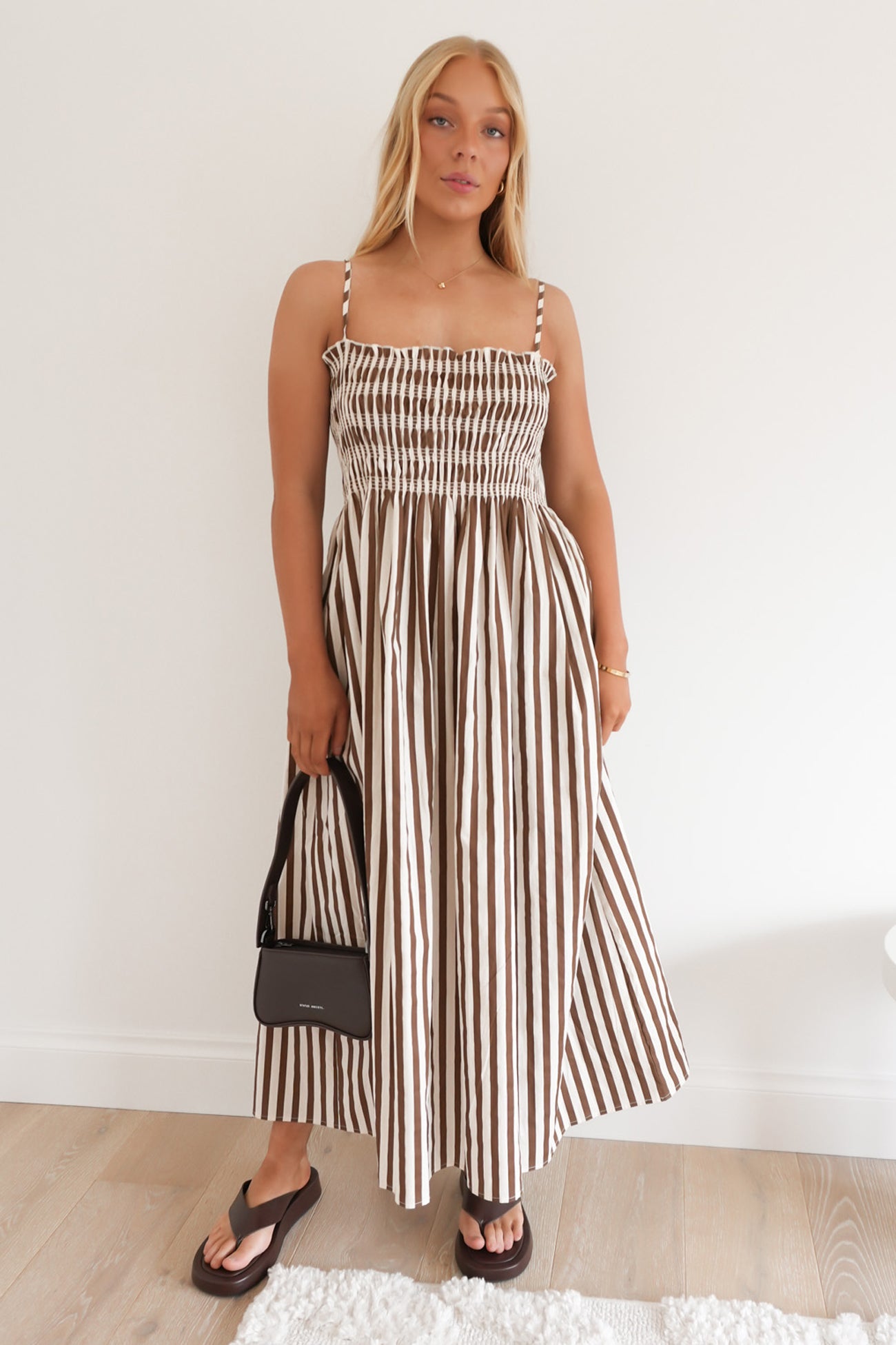 Alira Midi Dress Chocolate Stripe