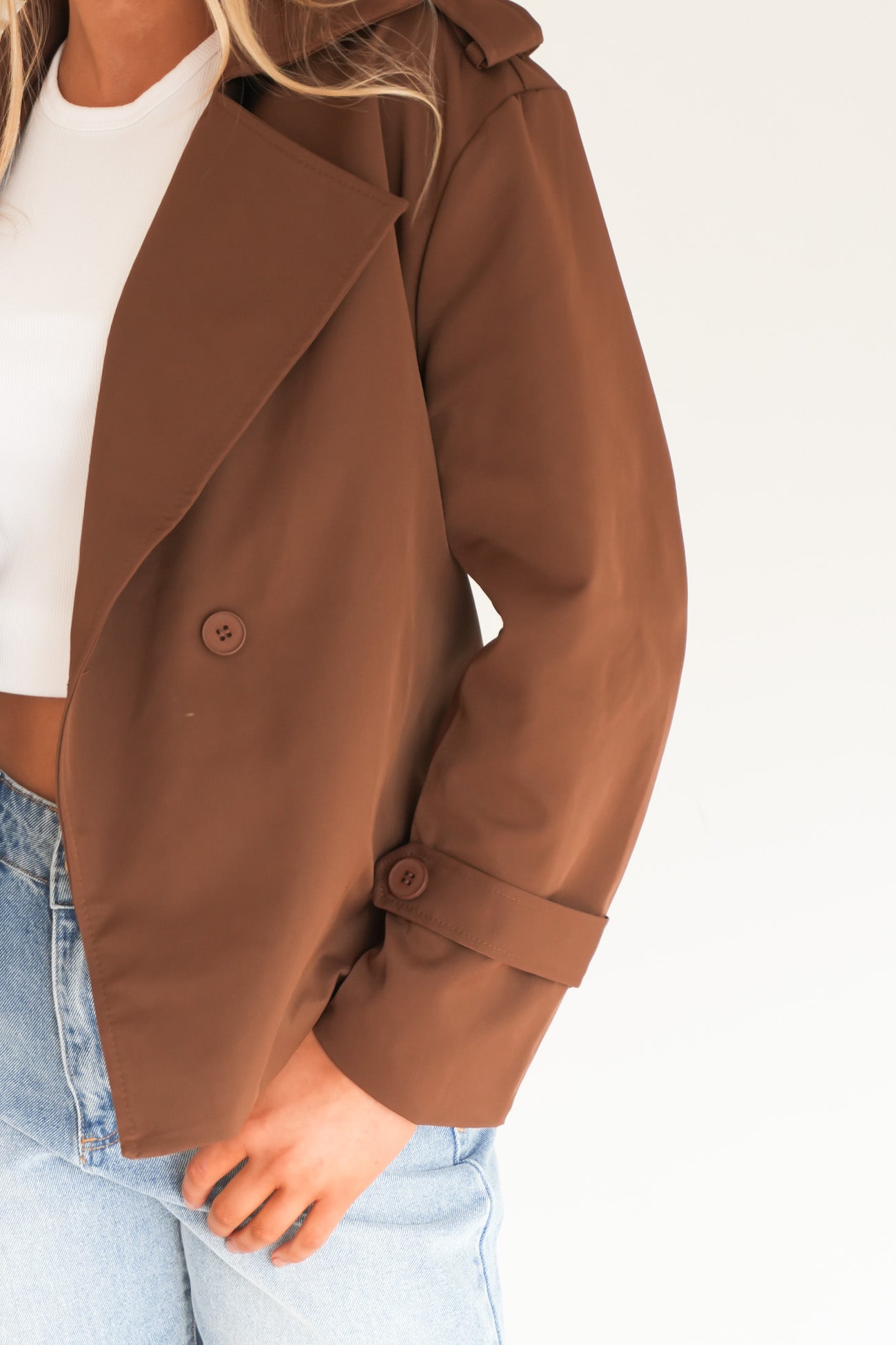 Alysia Crop Trench Chocolate