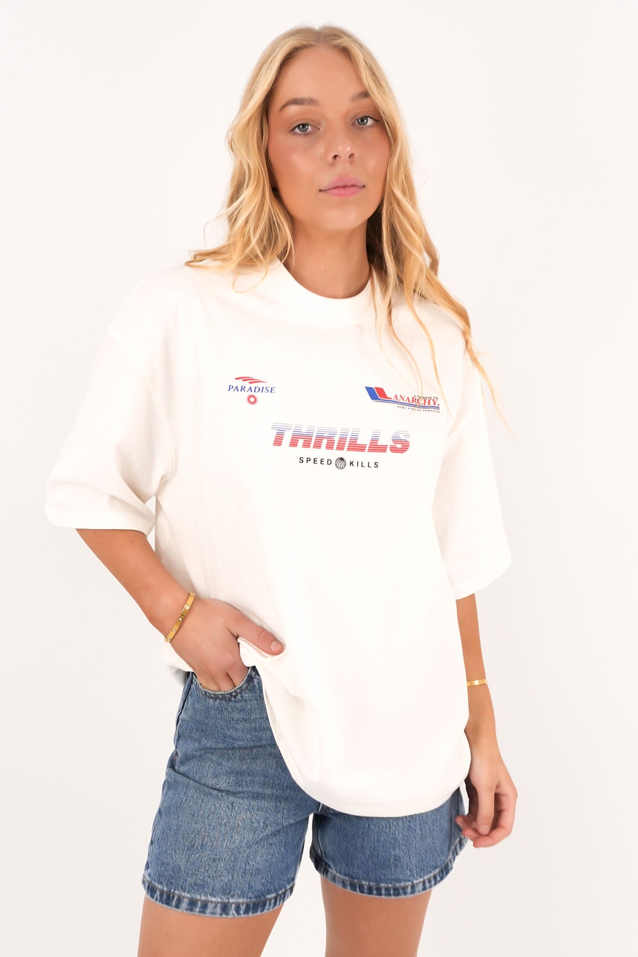 Anarchy In Paradise Oversized Tee Dirty White
