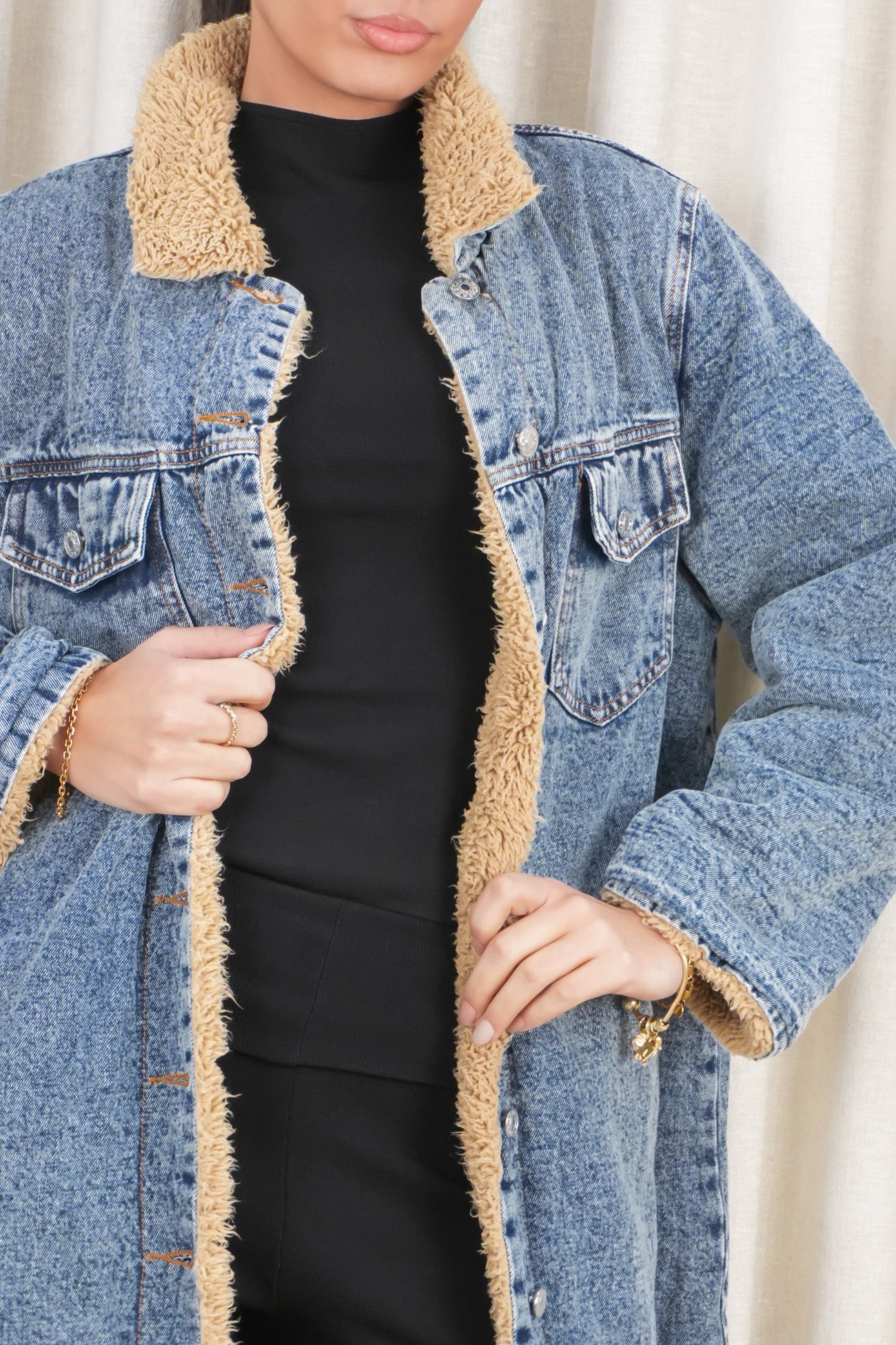 Angelina Denim Coat Blue Acid Wash