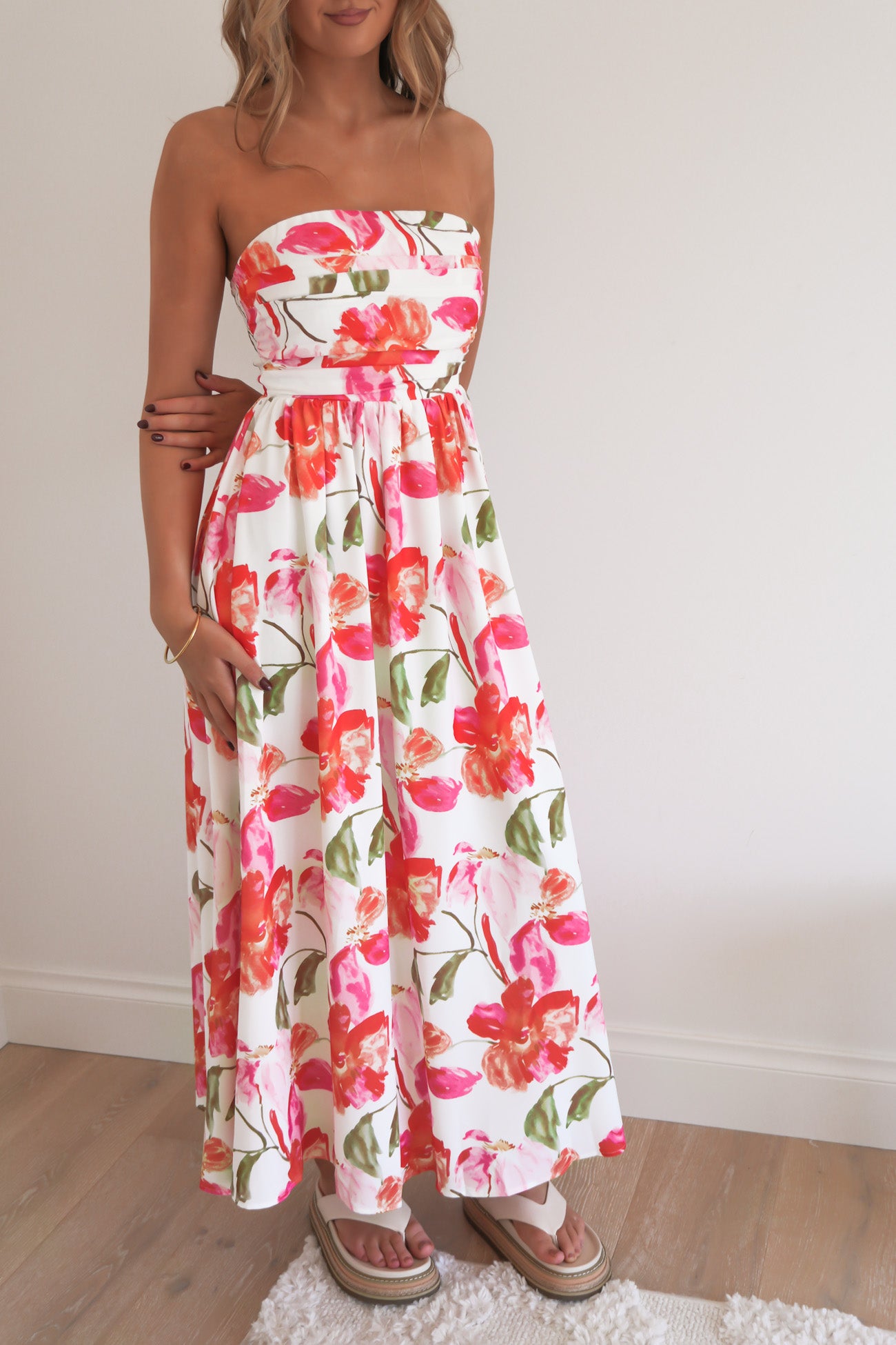 Angelo Midi Dress Pink Floral