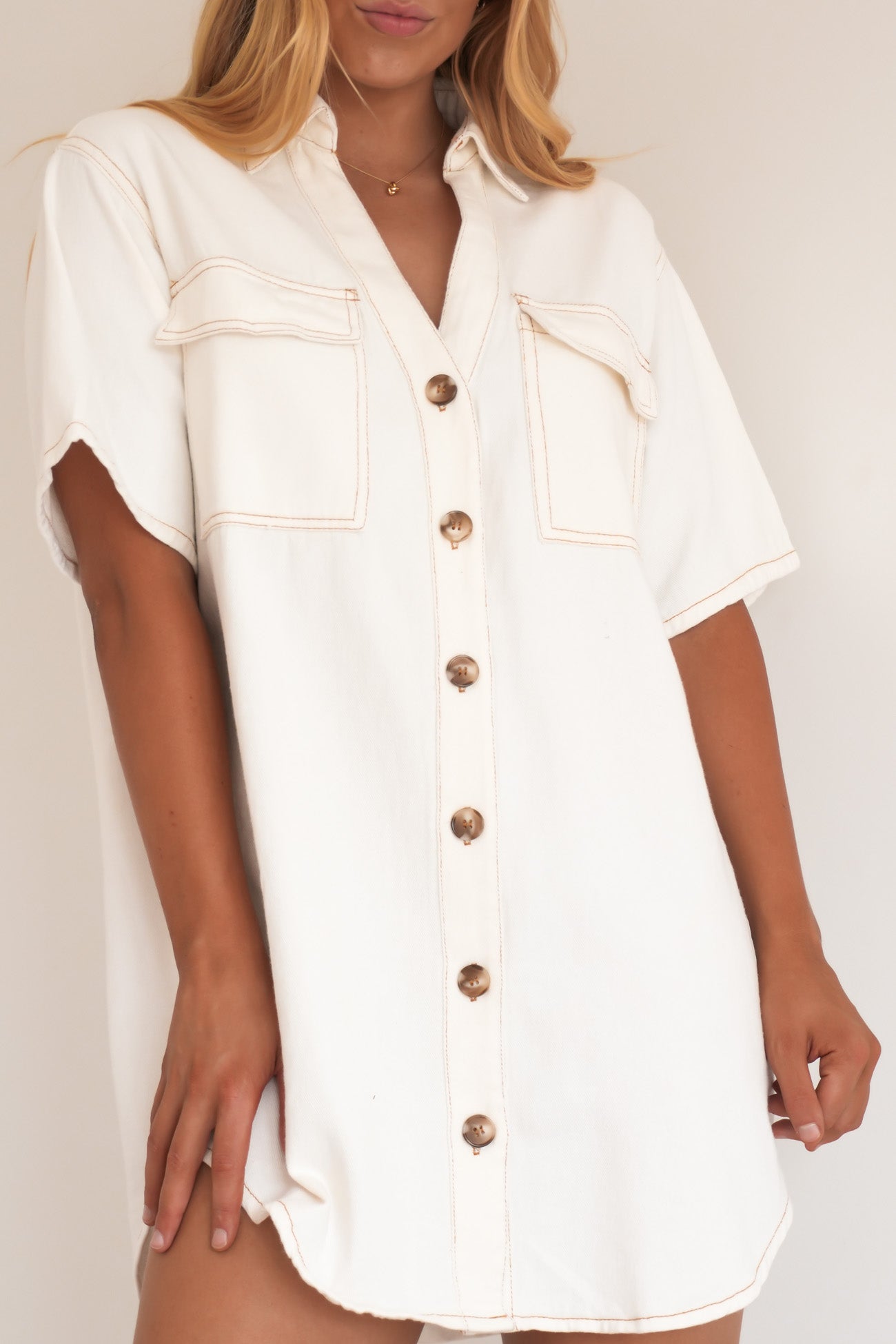Angie Denim Mini Dress White