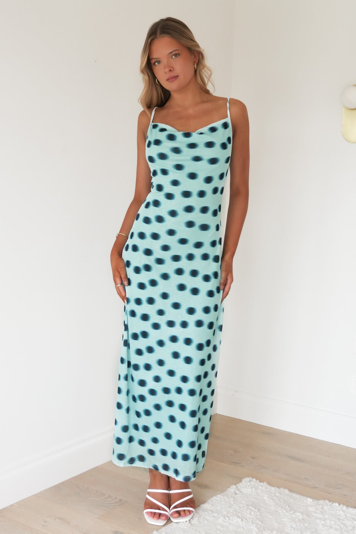 Annette Maxi Dress Blue Polka Dot