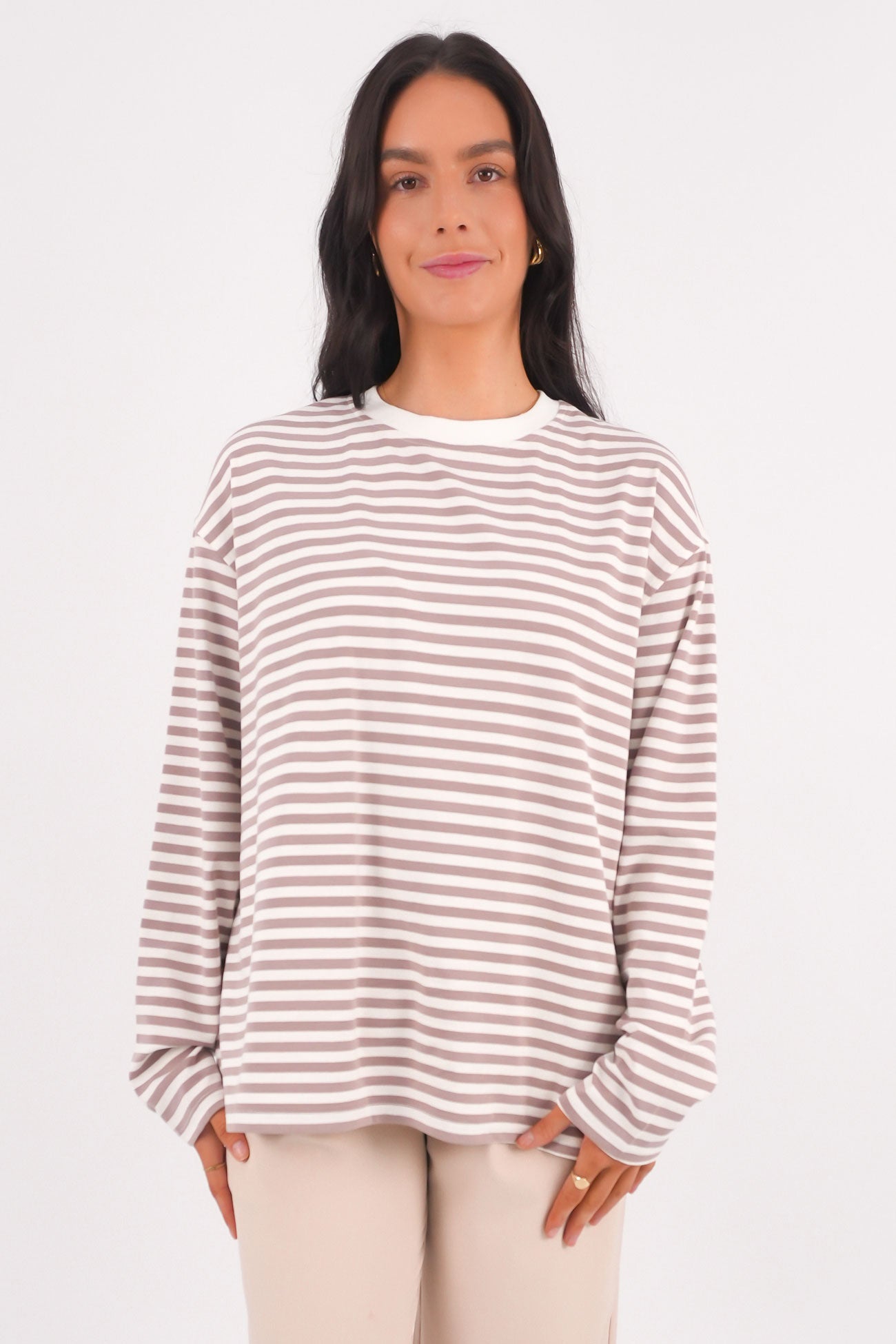 Arlow Long Sleeve Tee Brown Stripe
