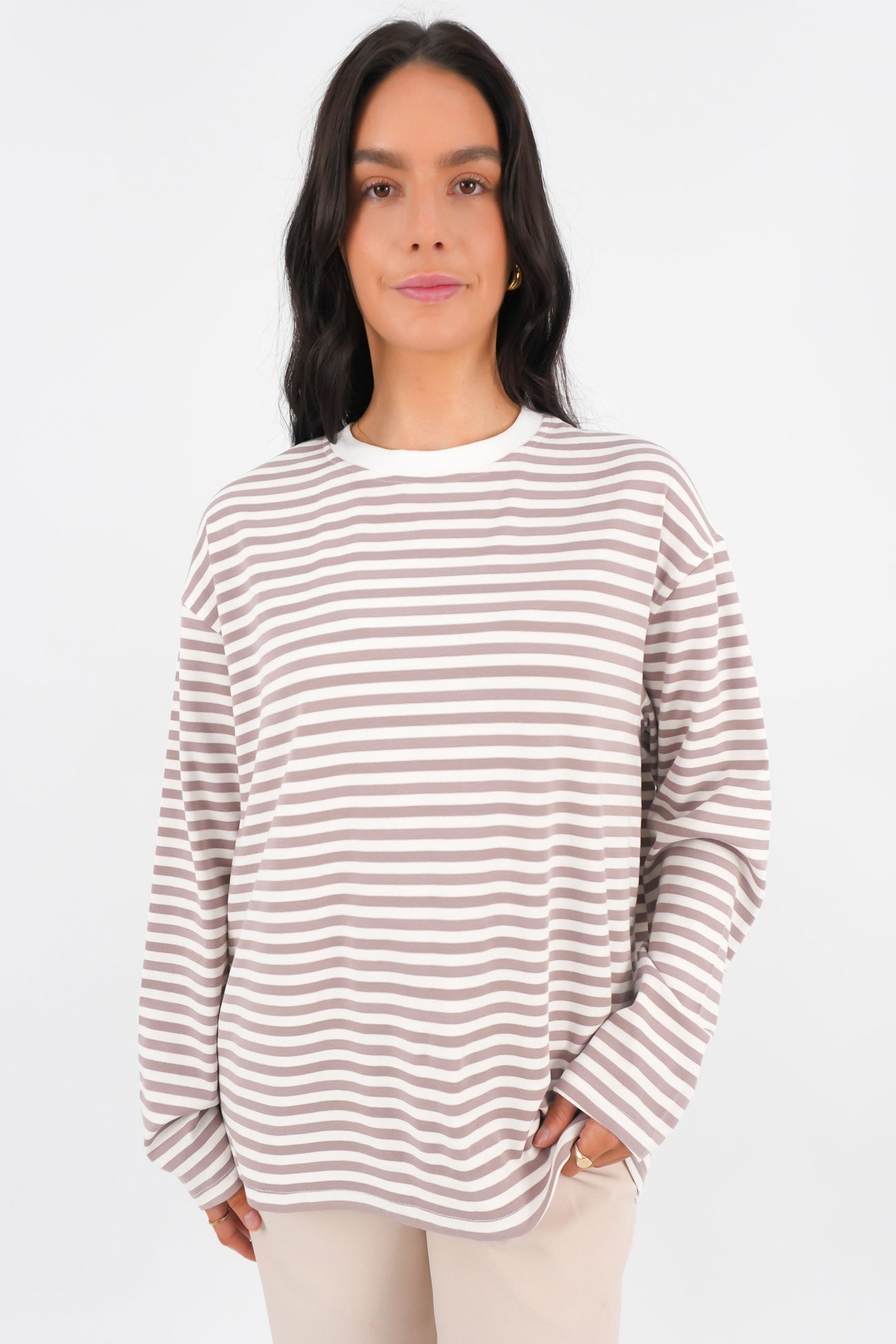 Arlow Long Sleeve Tee Brown Stripe