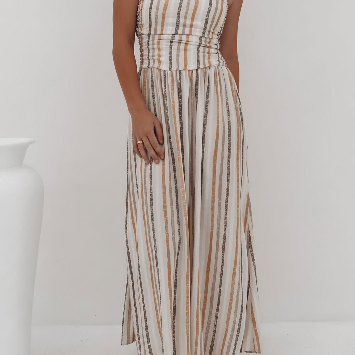beaded neckline maxi dress Trace Beaded V Neck Maxi Dress in Fern