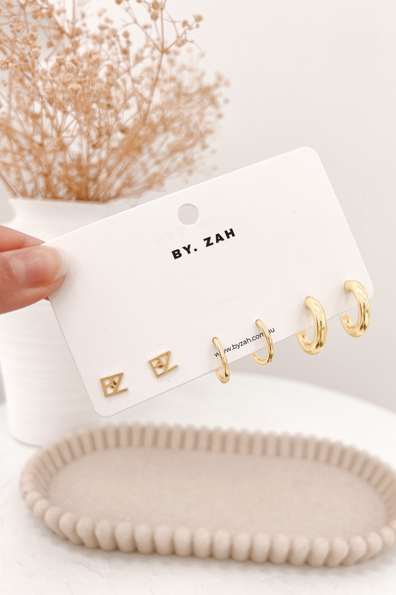 BZ Stud And Hoops 3 Pack Gold