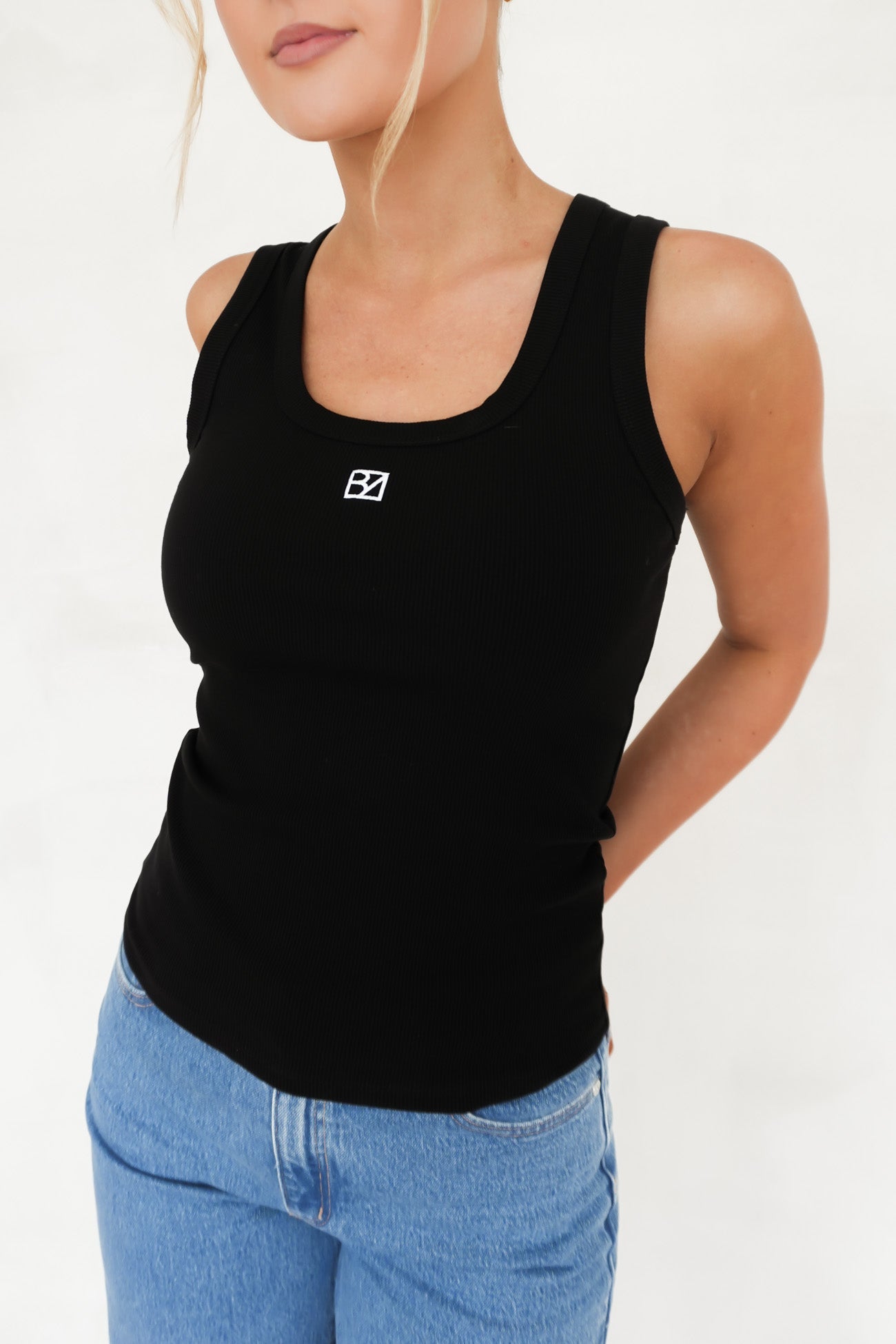 BZ Luxe Rib Tank Black