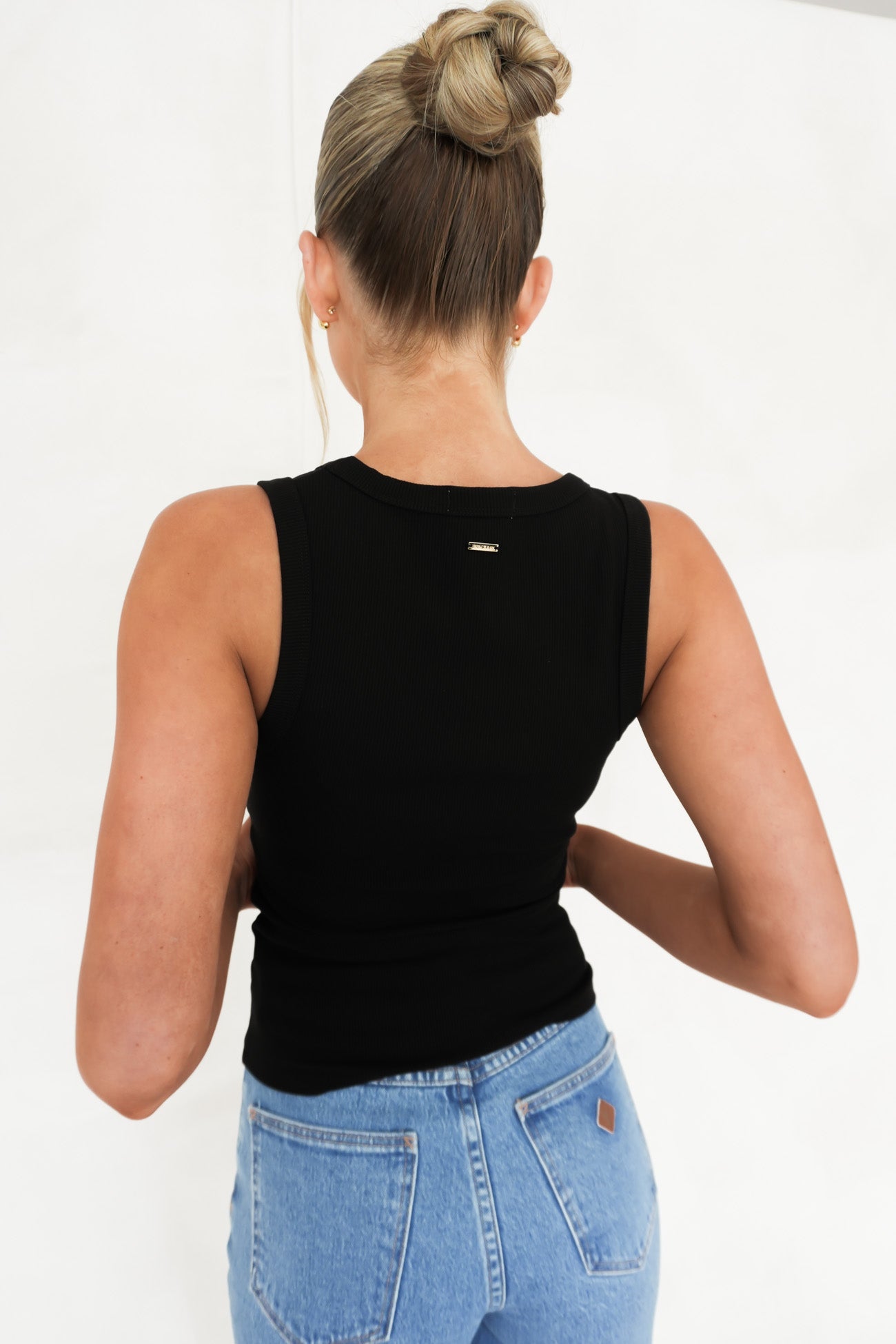 BZ Luxe Rib Tank Black