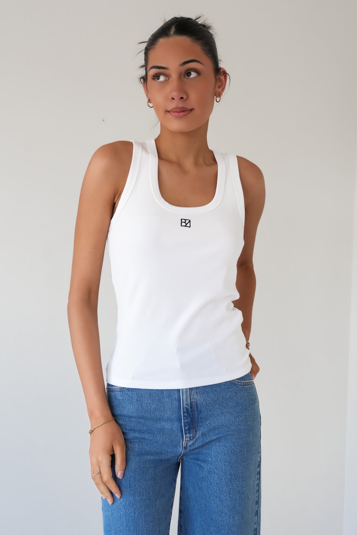 BZ Luxe Rib Tank White