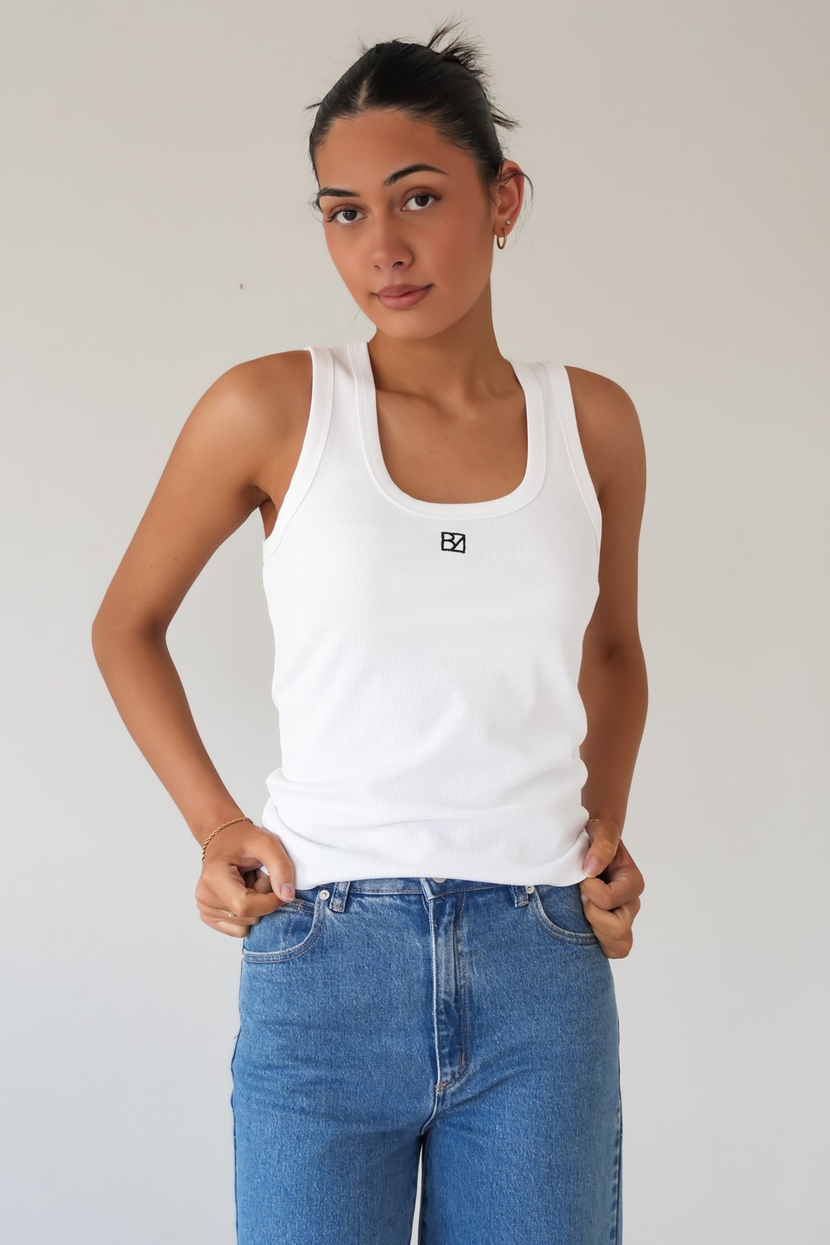 BZ Luxe Rib Tank White