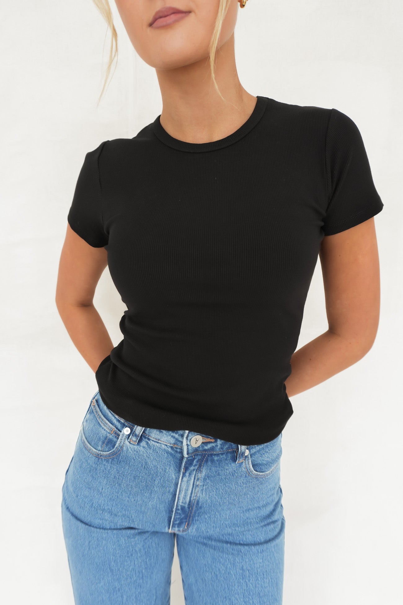BZ Luxe Rib Tee Black