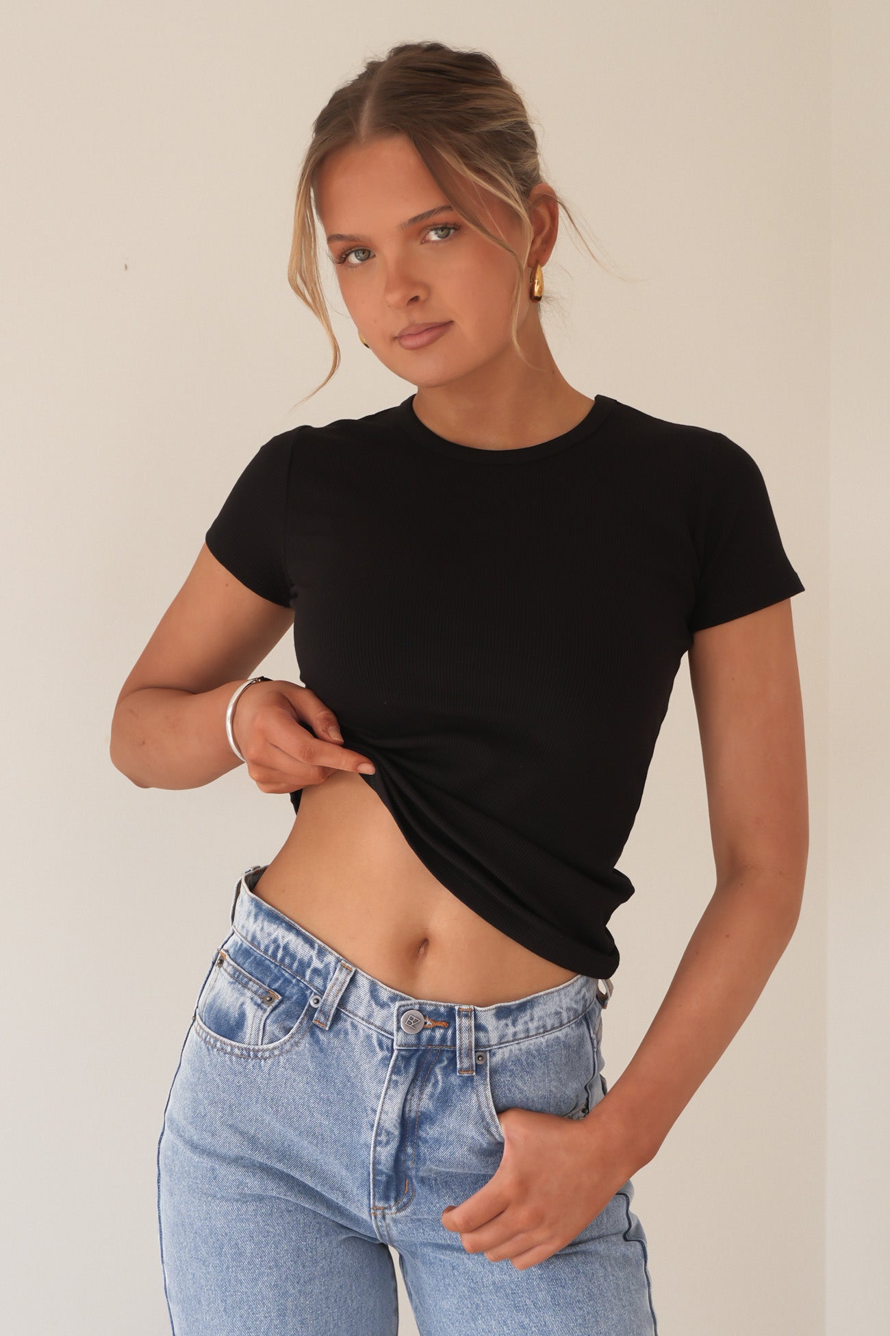 BZ Luxe Rib Tee Black