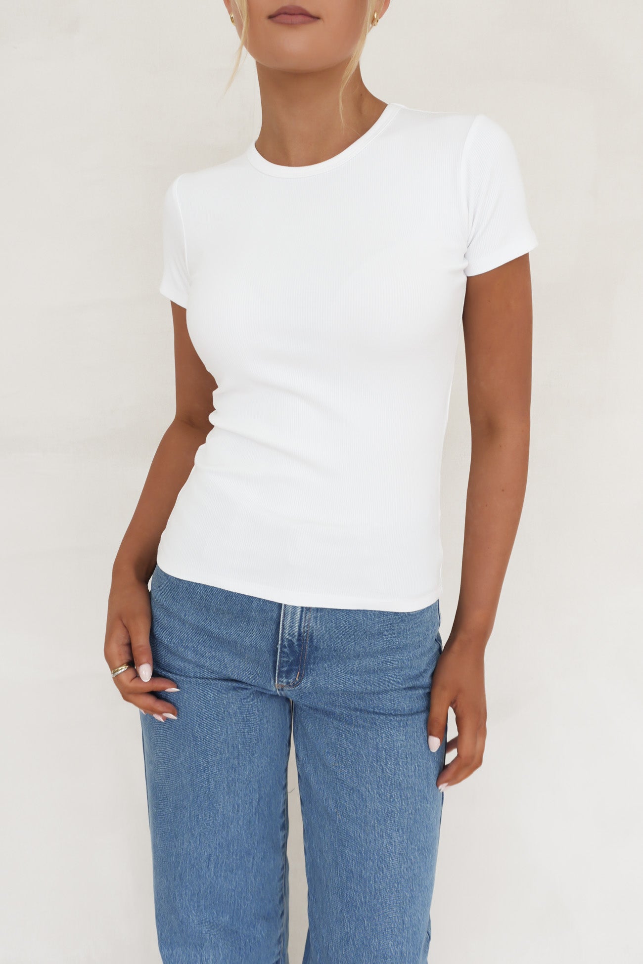 BZ Luxe Rib Tee White