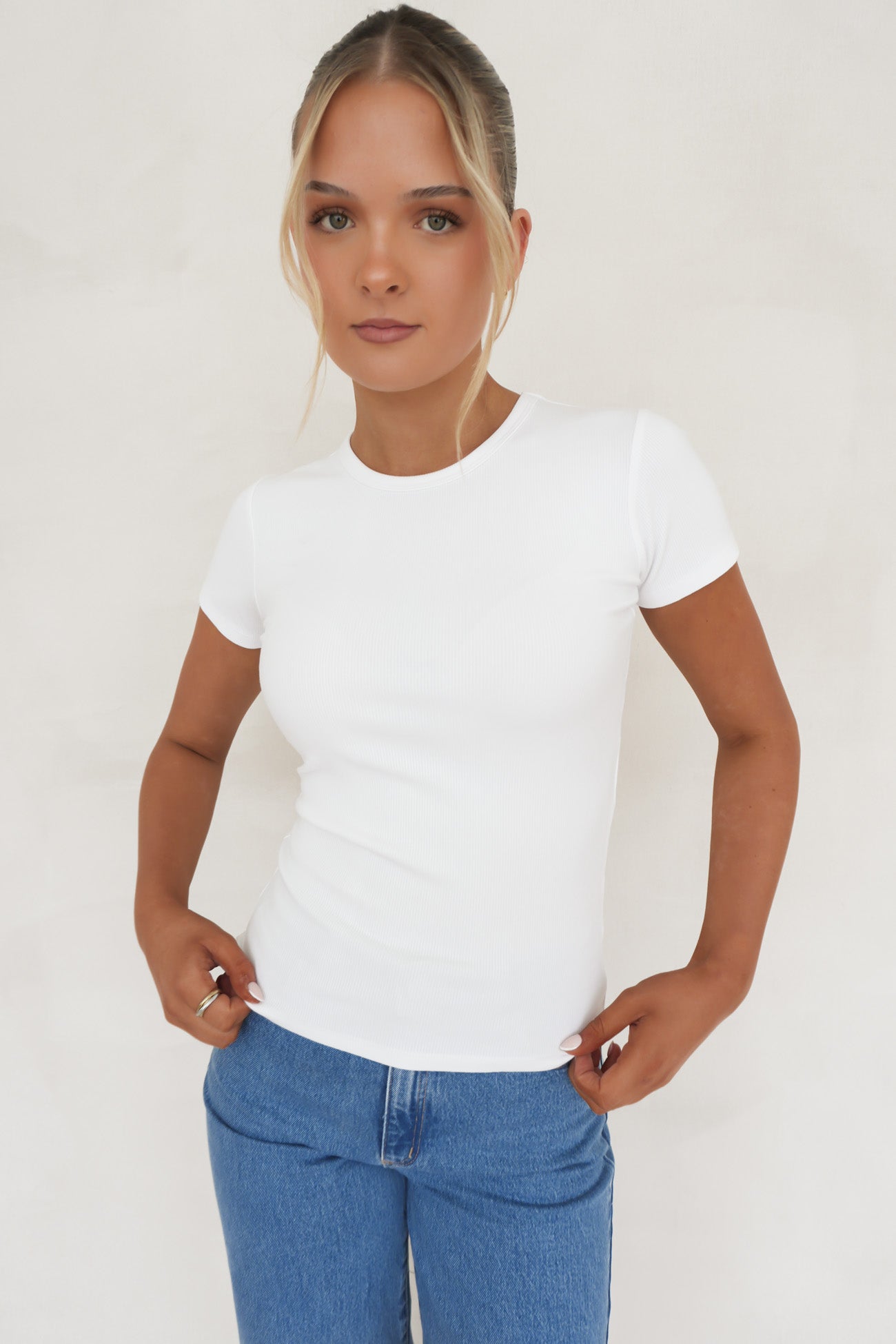 BZ Luxe Rib Tee White