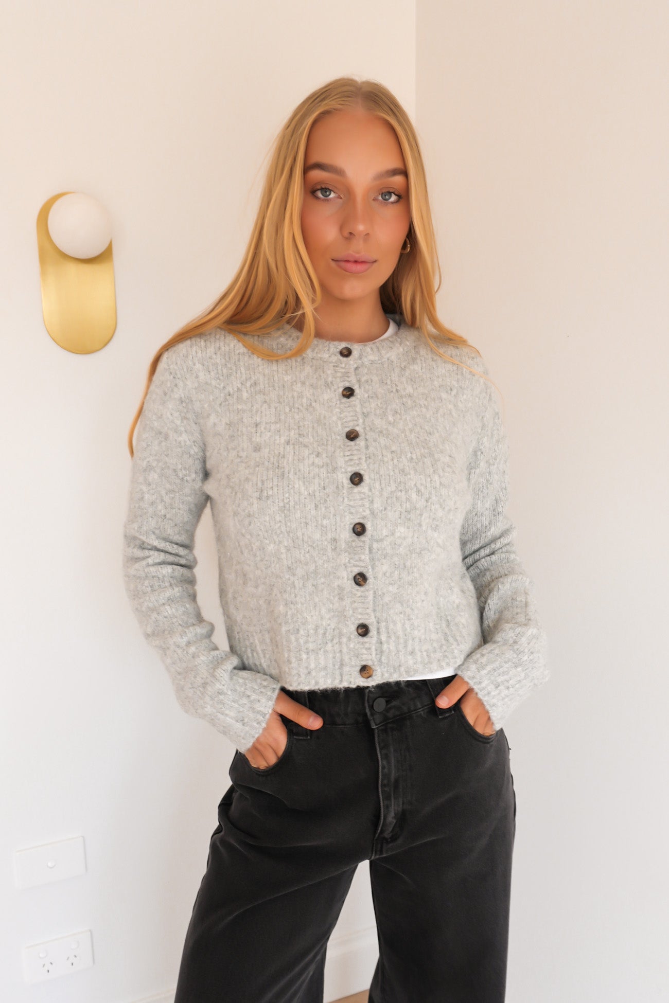 Bayside Cardigan Grey Marle