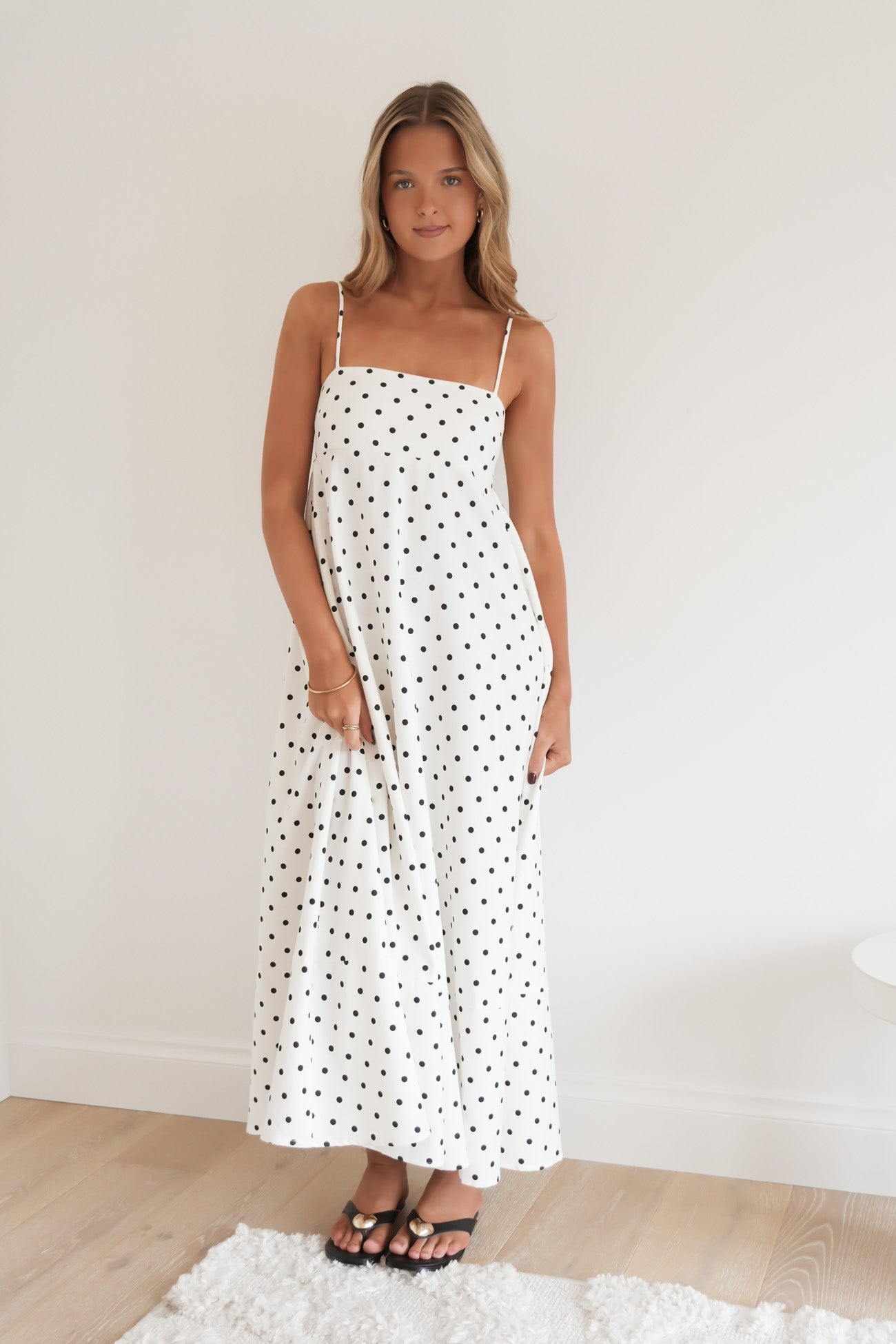 Beck Midi Dress White Polka Dot