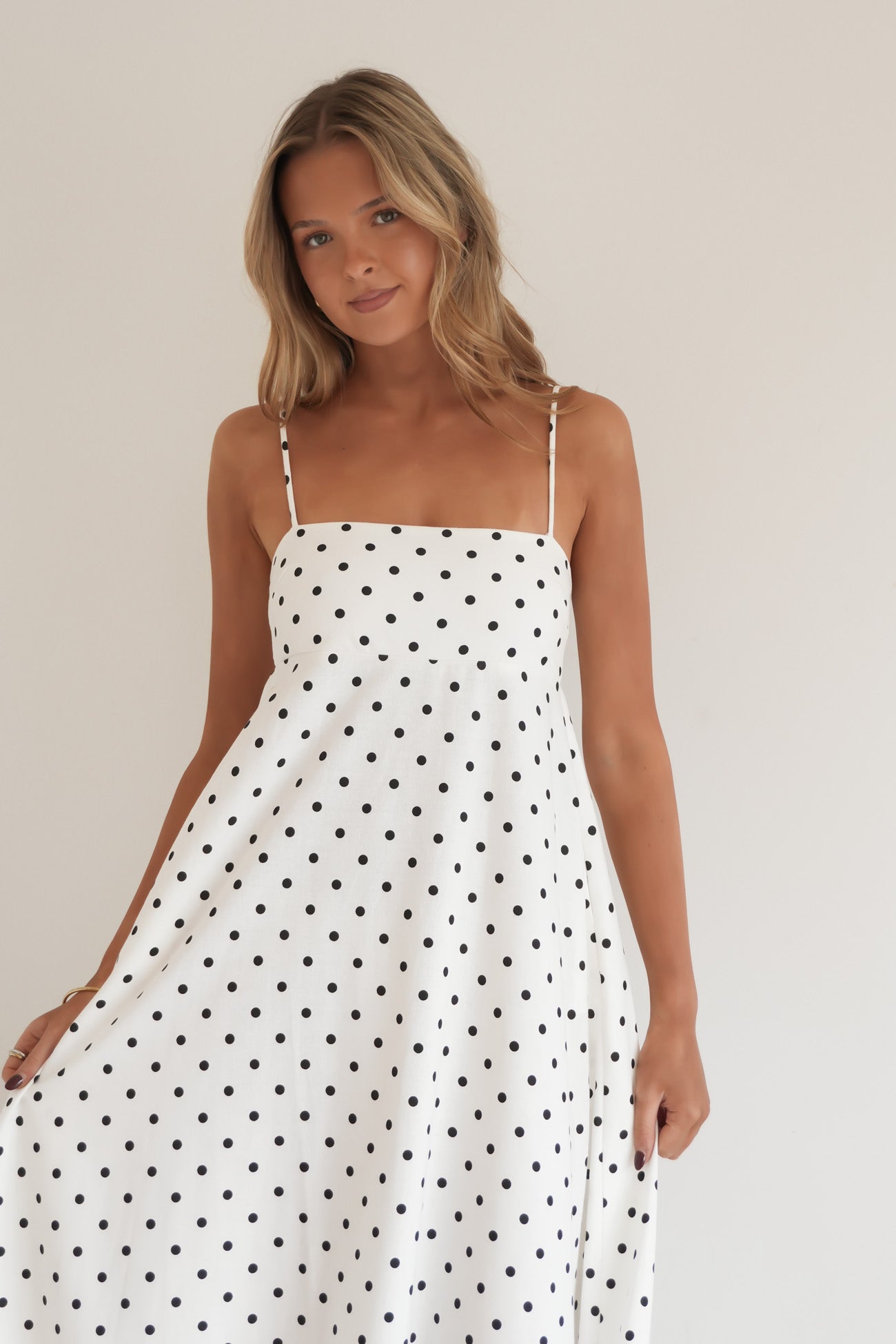 Beck Midi Dress White Polka Dot