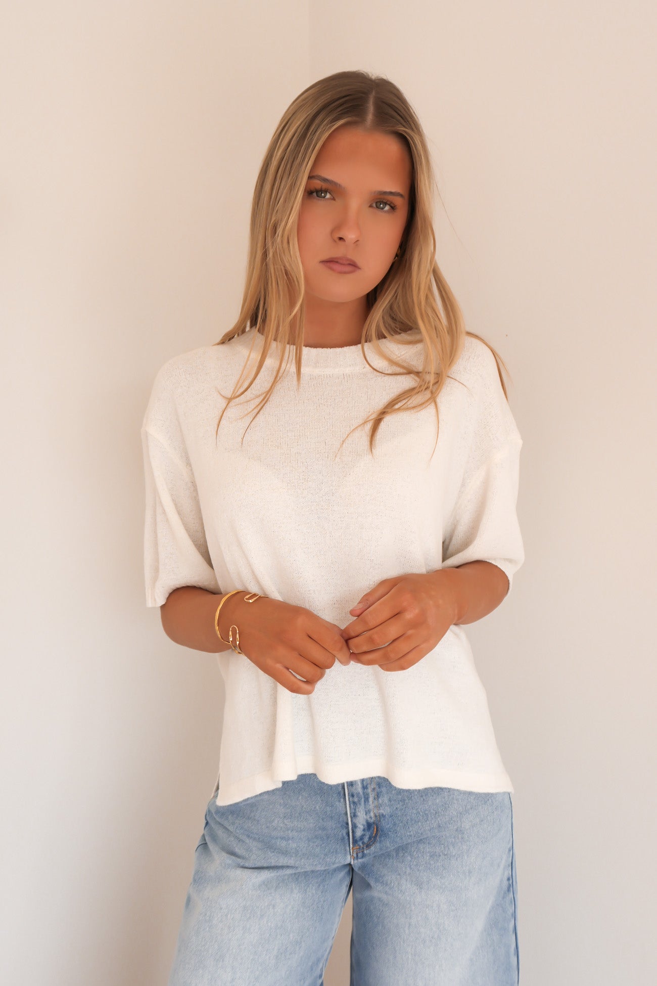 Belinda Knit Top White
