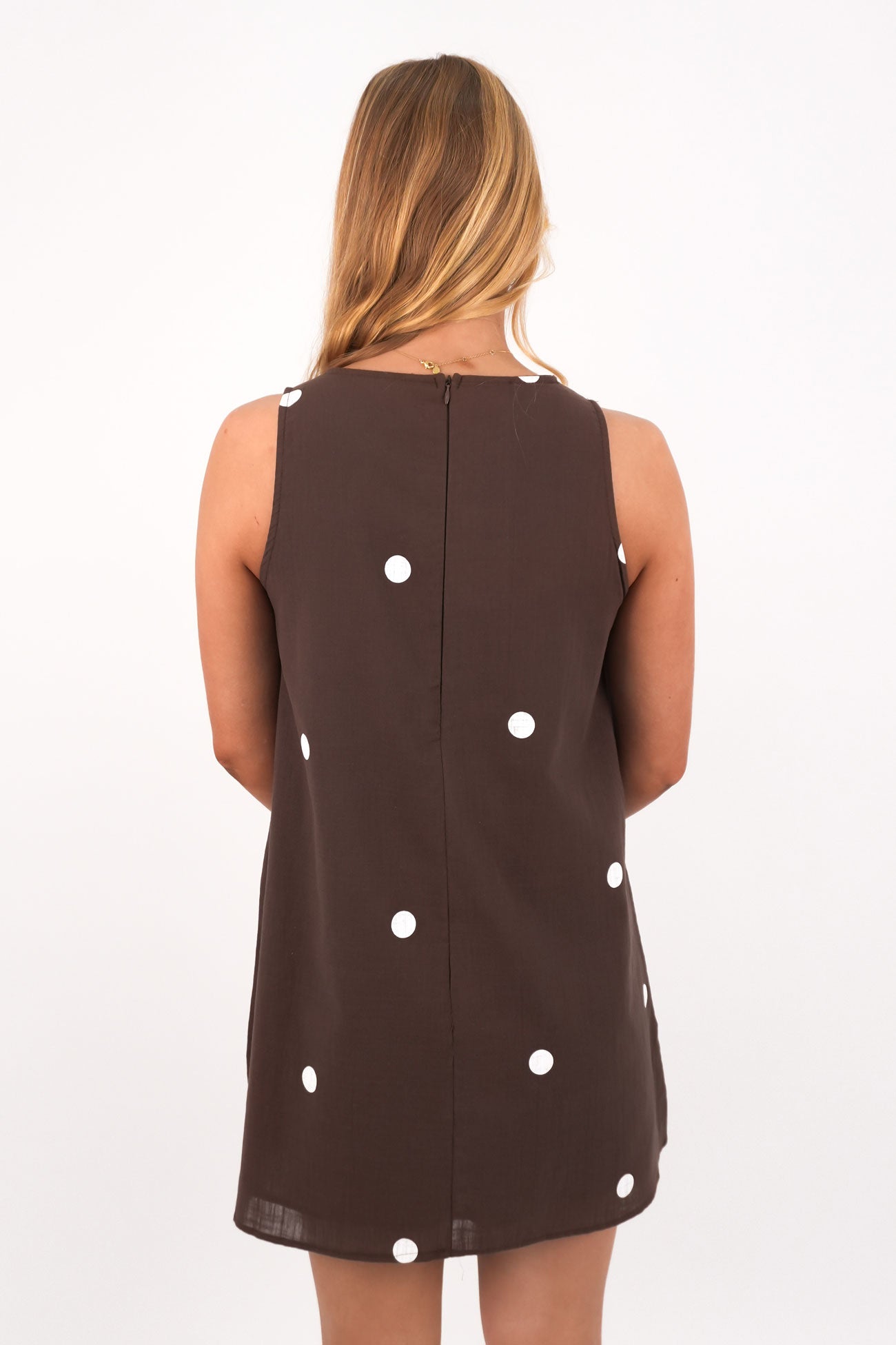 Bessie Mini Dress Chocolate Polka Dot