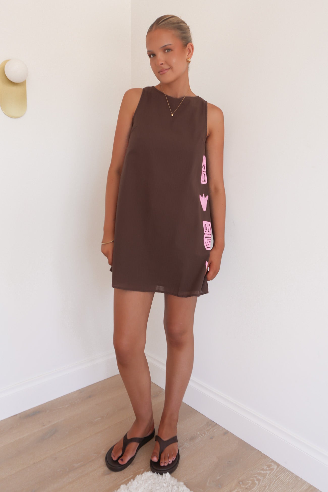 Bessie Mini Dress Chocolate Pink