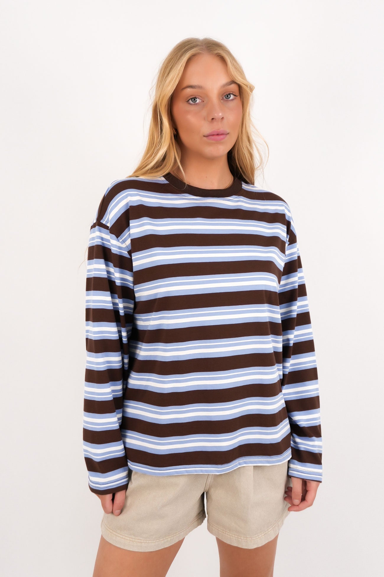 Blaze Long Sleeve Tee Blue Brown