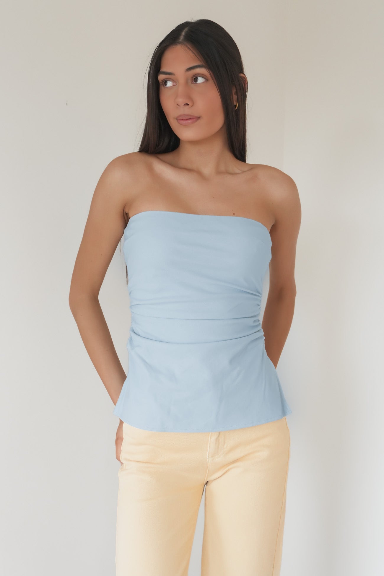 Bowie Strapless Top Light Blue