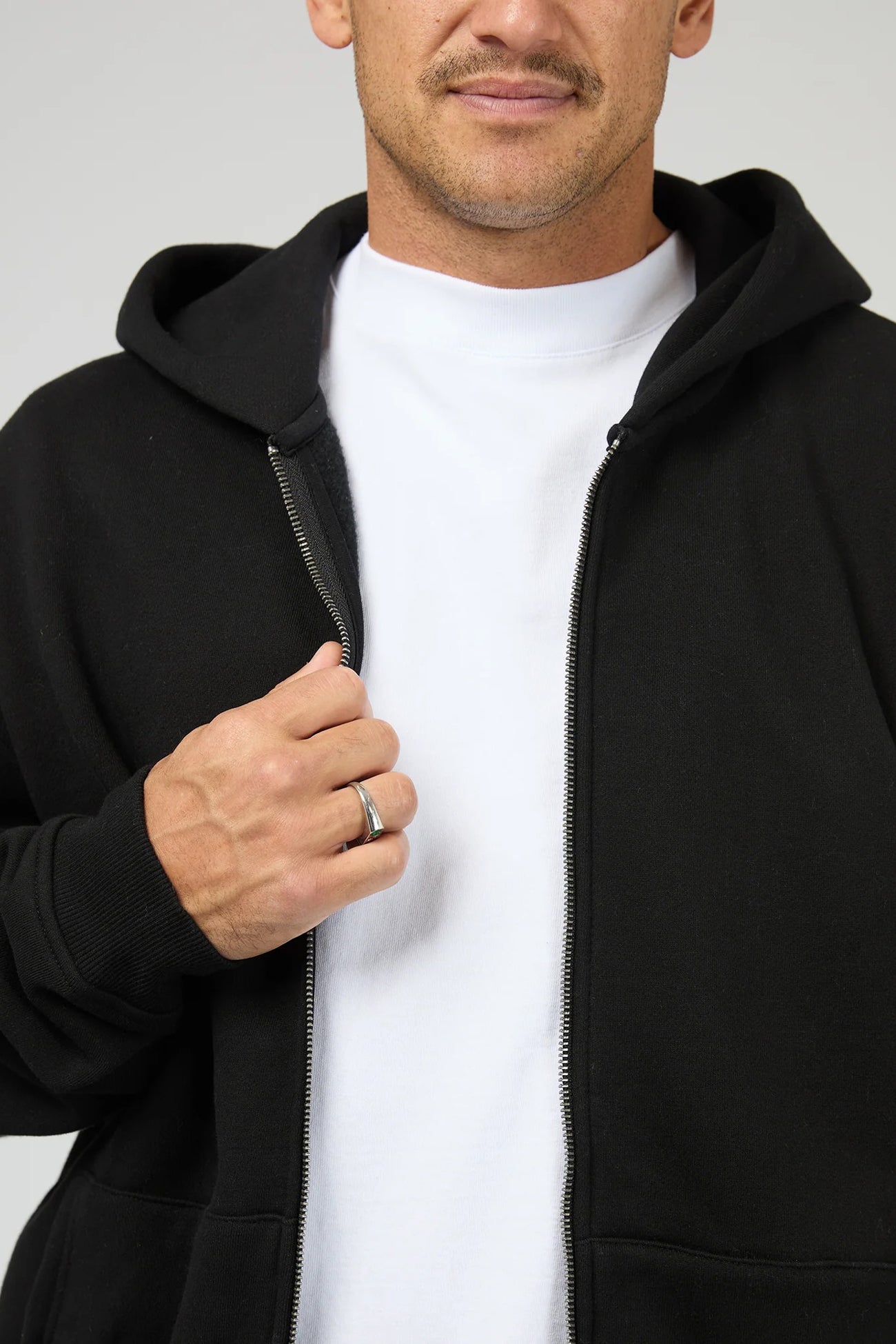 Box Zip Hoodie Black