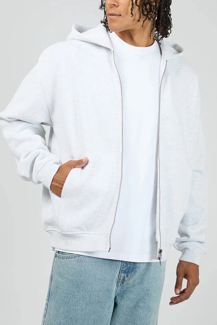 Box Zip Hoodie Grey Marle
