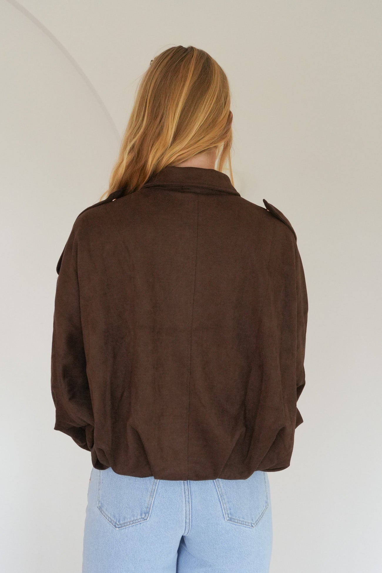 Brooke Suede Bomber Chocolate