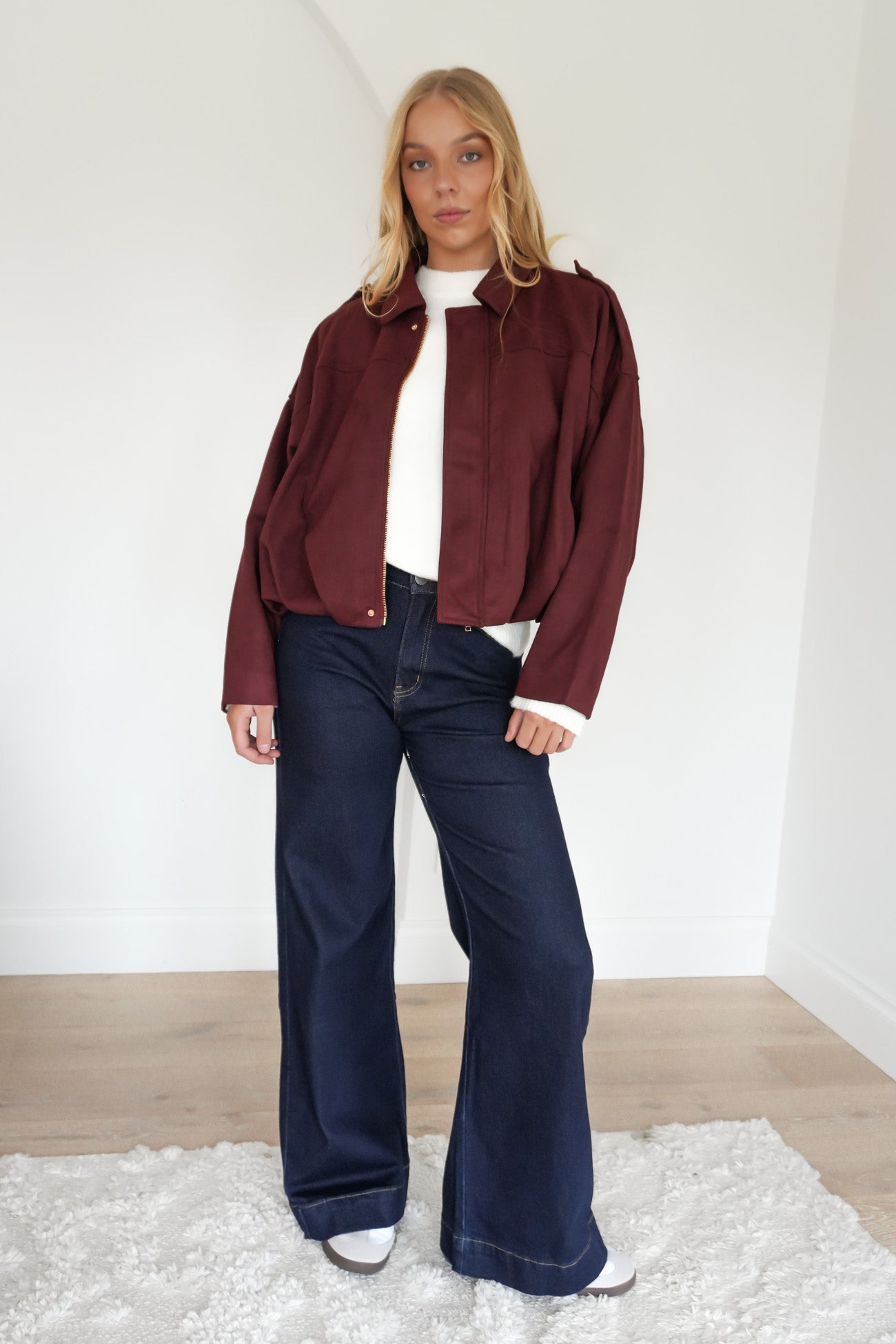 Brooke Suede Bomber Wine