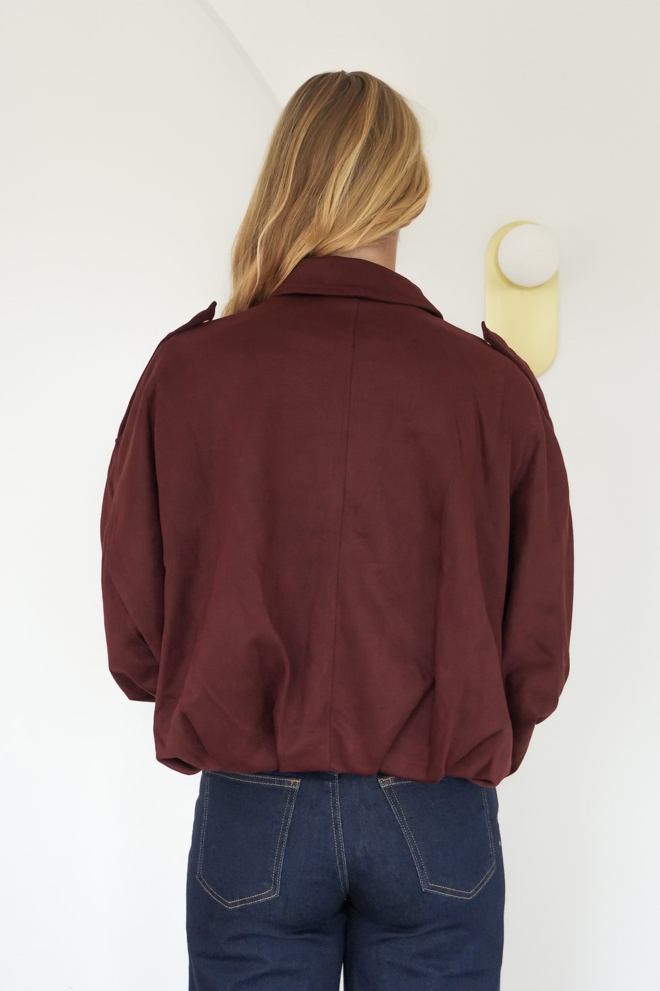 Brooke Suede Bomber Wine