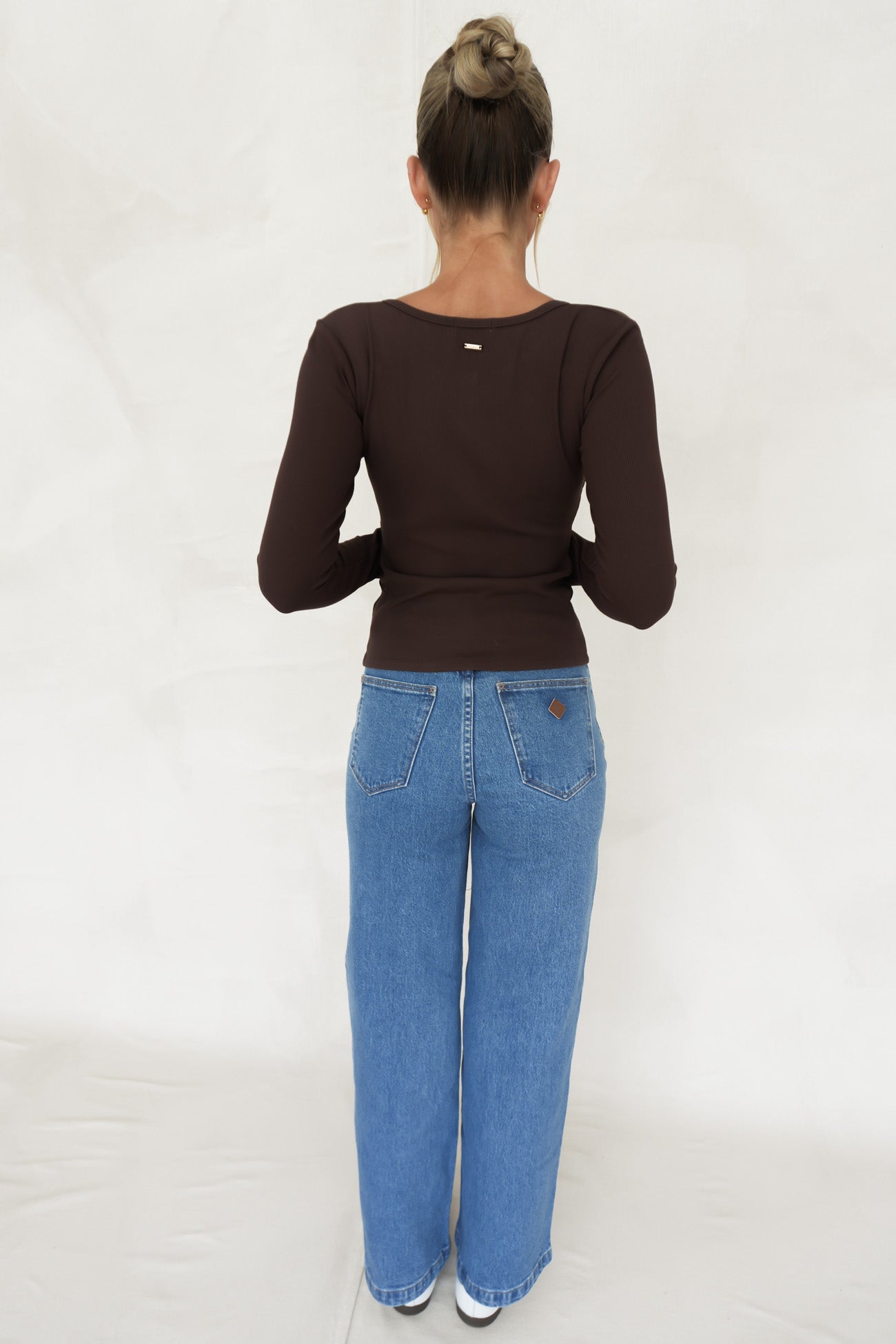 Brooklyn Rib Buttoned Top Chocolate