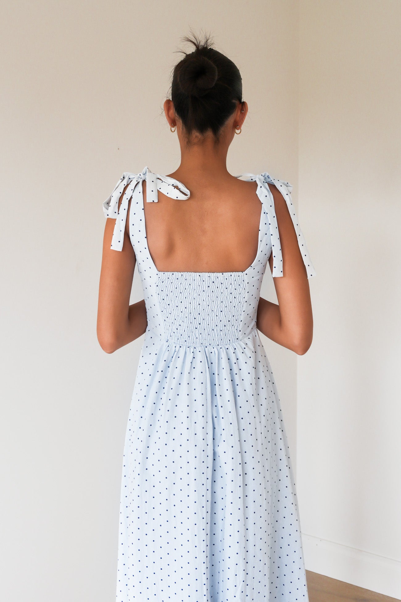 Brydie Midi Dress Blue Polka Dot
