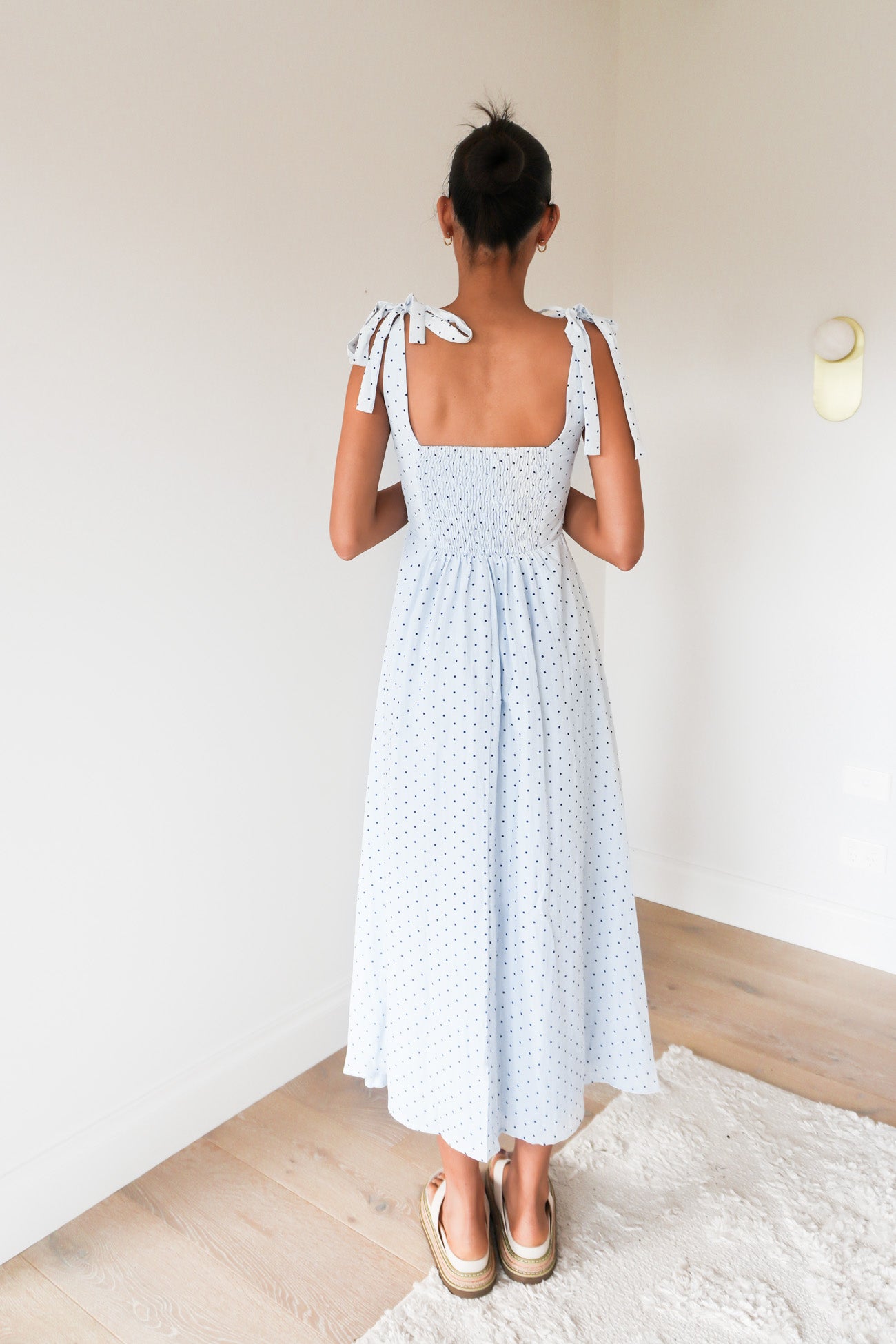 Brydie Midi Dress Blue Polka Dot