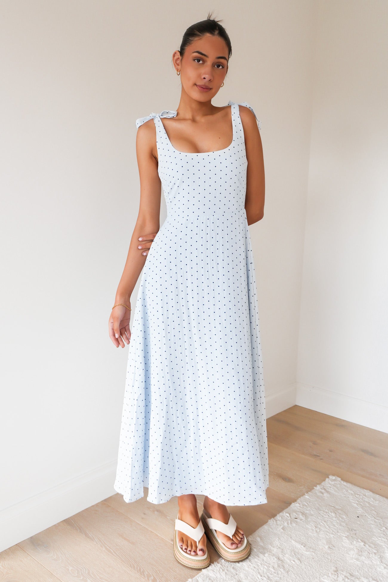 Brydie Midi Dress Blue Polka Dot