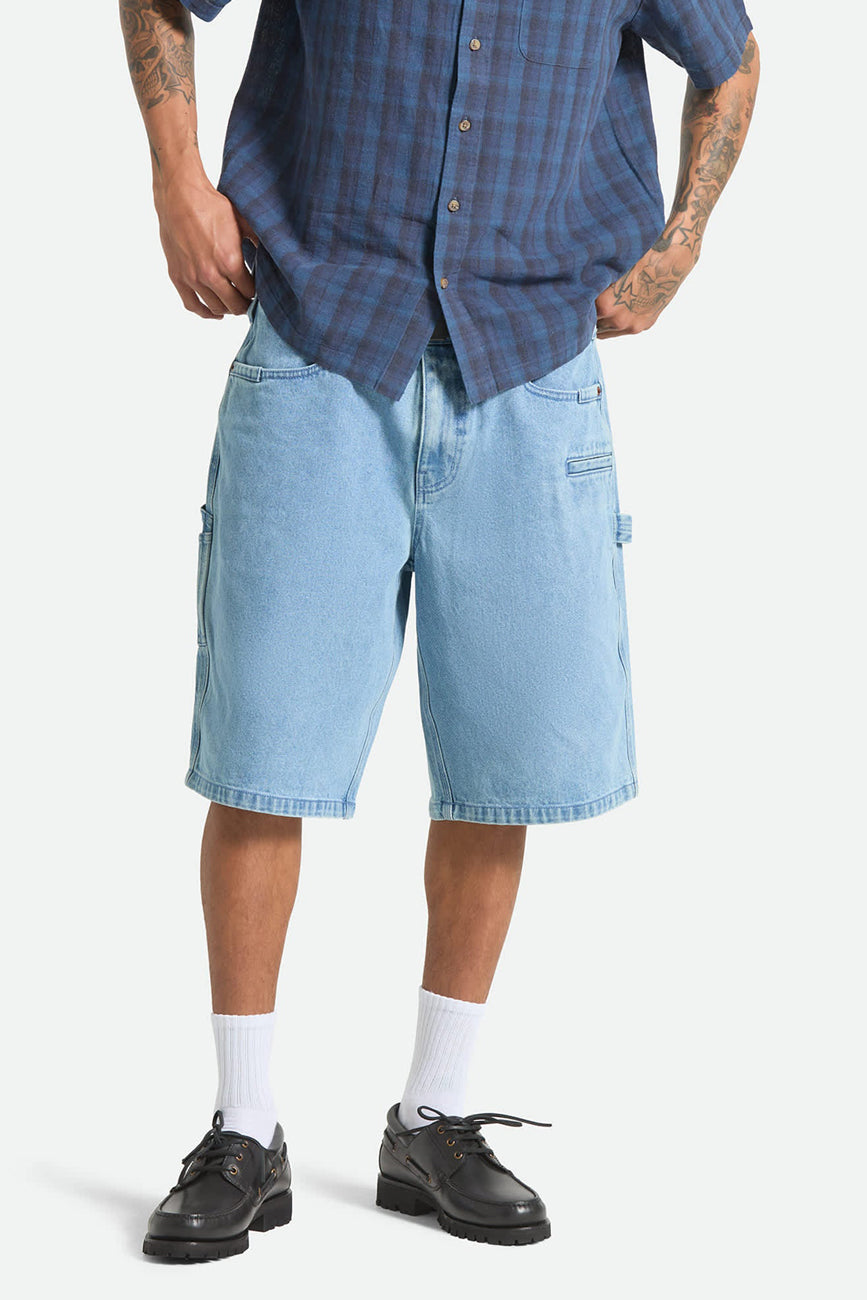 Builders Carpenter Baggy Short Washed Blue Denim