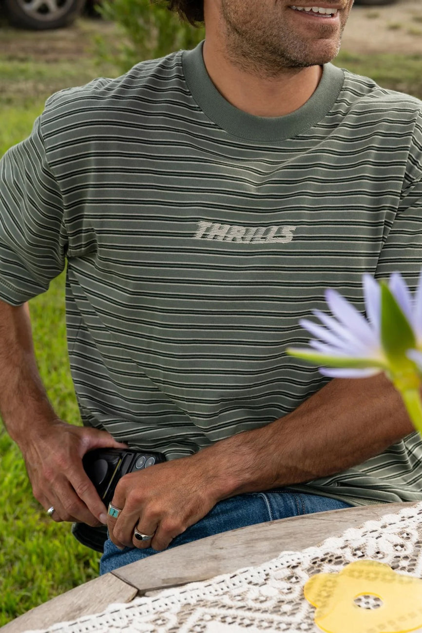 Built To Last Stripe Oversize Box Crop Tee Beetle