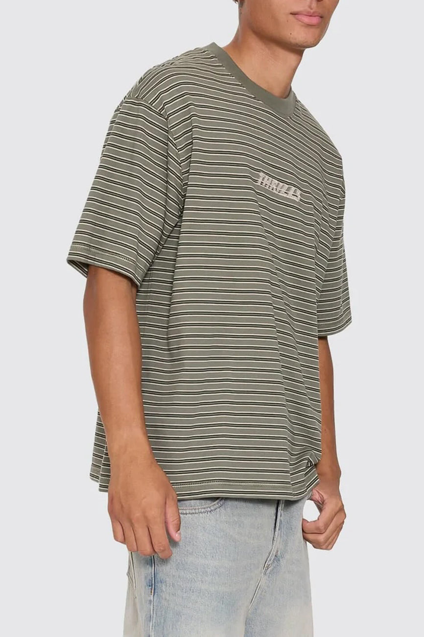 Built To Last Stripe Oversize Box Crop Tee Beetle