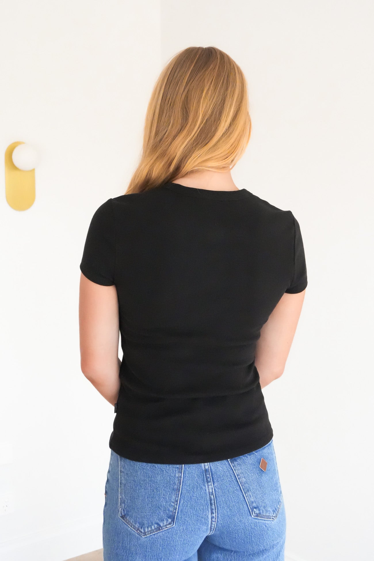 Button Up Short Sleeve Tee Black