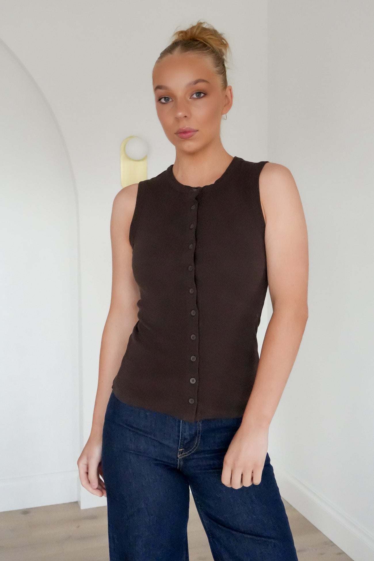 Button Up Tank Chocolate